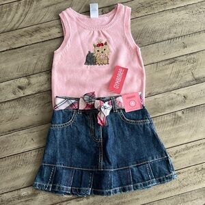 Gymboree Puppy School Vest and Denim Skirt